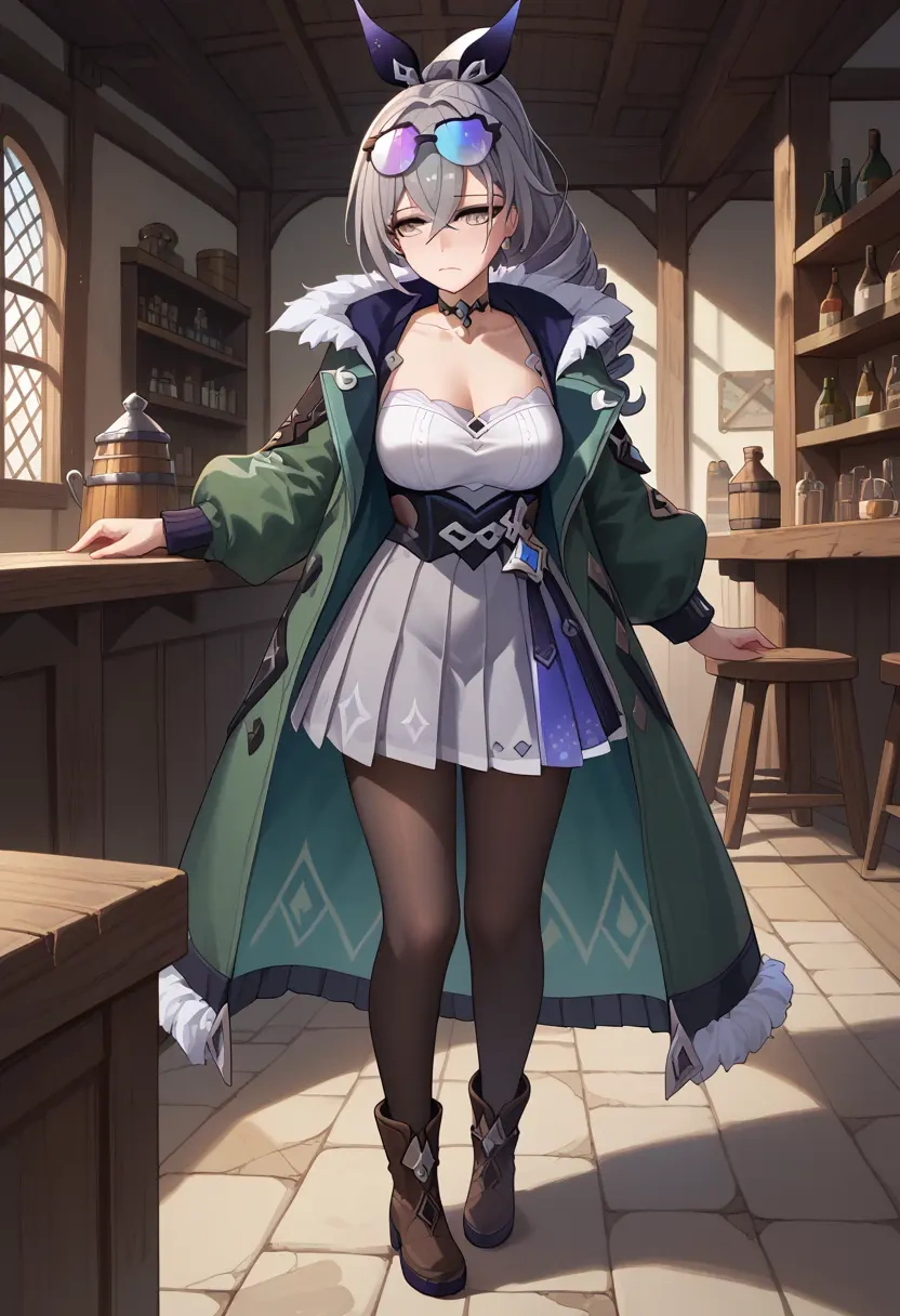 star rail,silver wolf,winter,student uniform,duffle coat  - 